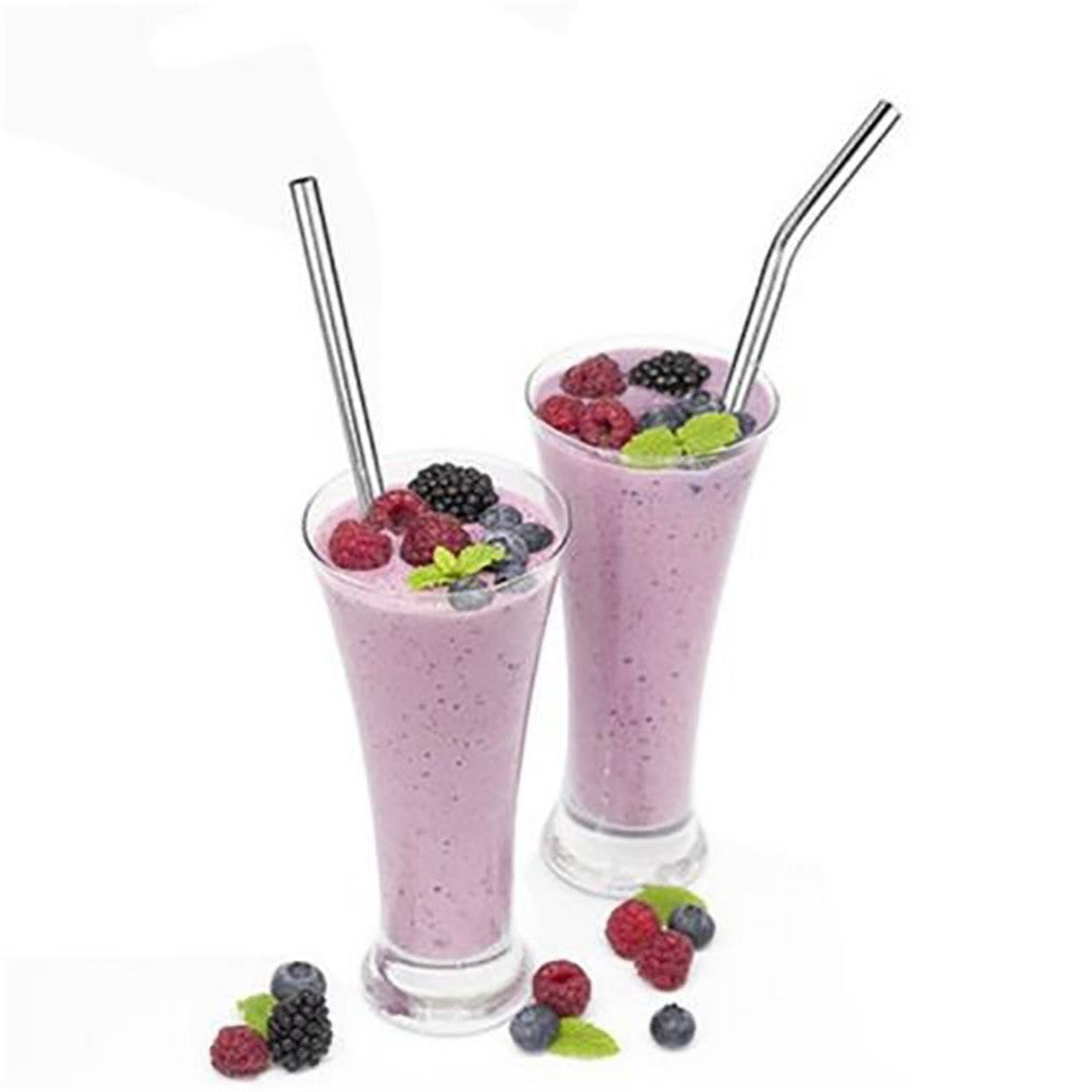 4pcs Eco Friendly Reusable Straw 304 Stainless Steel Straw Metal Smoothies Drinking Straws Set with Brush & Bag