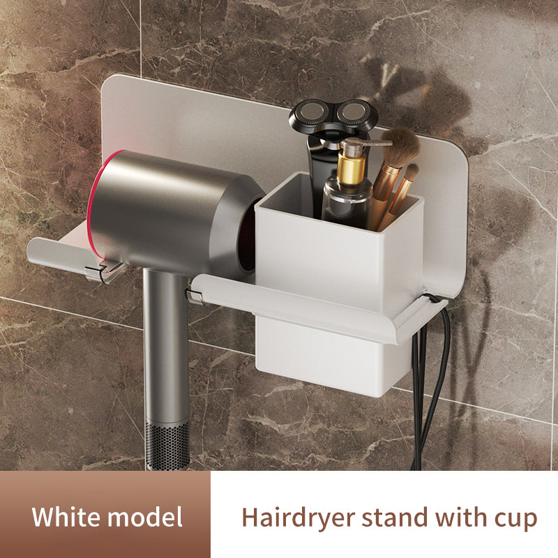 Hair Dryer Rack Punch Free Bathroom Hair Dryer Bracket Toilet Wall Mounted Air Dryer Stand